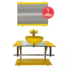 Gabinete De Vidro 70cm Iq Inox Com Cuba Redonda - Amarelo
