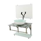 Gabinete De Vidro 70cm Iq Inox Com Cuba Redonda - Mármore Bra