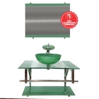 Gabinete De Vidro 70cm Iq Inox Com Cuba Redonda - Verde