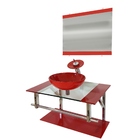 Gabinete De Vidro 70cm Iq Inox Com Cuba Redonda - Vermelho Fe