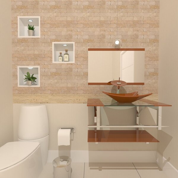 Gabinete De Vidro 70cm Iq Inox Com Cuba Retangular - Dourado