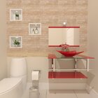 Gabinete De Vidro 70cm Iq Inox Com Cuba Retangular - Vermelho