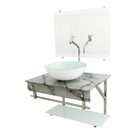 Gabinete De Vidro 70cm Iqx Inox Com Cuba Redonda - Mármore Br