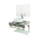 Gabinete De Vidro 70cm Iqx Inox Com Cuba Redonda - Mármore Br