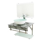 Gabinete De Vidro 70cm Iqx Inox Com Cuba Redonda - Mármore Br