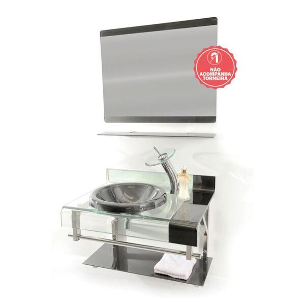 Gabinete De Vidro 70cm Para Banheiro Turquia Grafite Ekasa