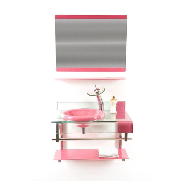 Gabinete De Vidro 70cm Para Banheiro Turquia Rosa Ekasa