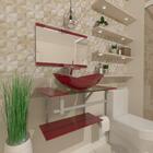 Gabinete De Vidro 80cm Ac Cuba Oval Vermelho Cereja