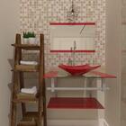 Gabinete De Vidro 80cm Ac Cuba Quadrada Vermelho Ferrari