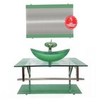 Gabinete De Vidro 80cm Inox Com Cuba Oval Verde