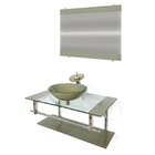 Gabinete De Vidro 80cm Inox Com Cuba Redonda Bege