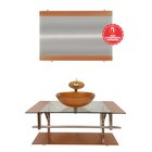 Gabinete De Vidro 80cm Inox Com Cuba Redonda Dourado Real