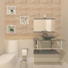 Gabinete De Vidro 80cm Inox Com Cuba Retangular Prata