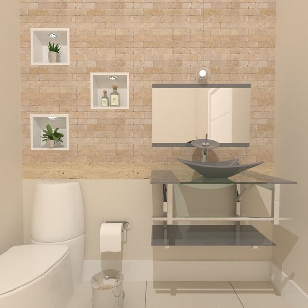 Gabinete De Vidro 80cm Inox Com Cuba Retangular Prata