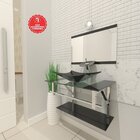 Gabinete De Vidro 80cm Inox Com Cuba Retangular Preto