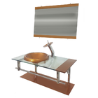 Gabinete De Vidro 80cm Iq Inox Com Cuba Chapéu Redonda - Dour