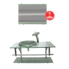 Gabinete De Vidro 80cm Iq Inox Com Cuba Chapéu Redonda - Prata