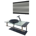 Gabinete De Vidro 80cm Iq Inox Com Cuba Chapéu Redonda - Preto