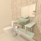 Gabinete De Vidro 80cm Iq Inox Com Cuba Oval - Branco