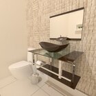 Gabinete De Vidro 80cm Iq Inox Com Cuba Oval - Marrom