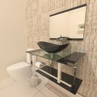 Gabinete De Vidro 80cm Iq Inox Com Cuba Oval - Preto