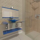 Gabinete De Vidro 80cm Iq Inox Com Cuba Quadrada - Azul