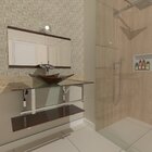 Gabinete De Vidro 80cm Iq Inox Com Cuba Quadrada - Marrom