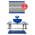 Gabinete De Vidro 80cm Iq Inox Com Cuba Redonda - Azul Escuro