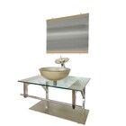 Gabinete De Vidro 80cm Iq Inox Com Cuba Redonda - Champanhe