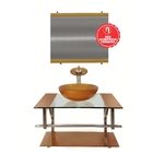 Gabinete De Vidro 80cm Iq Inox Com Cuba Redonda - Dourado Real