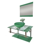 Gabinete De Vidro 80cm Iq Inox Com Cuba Redonda - Verde