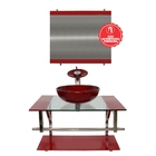 Gabinete De Vidro 80cm Iq Inox Com Cuba Redonda - Vermelho Ce