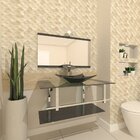 Gabinete De Vidro 80cm Iq Inox Com Cuba Retangular - Grafite