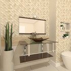 Gabinete De Vidro 80cm Iq Inox Com Cuba Retangular - Marrom