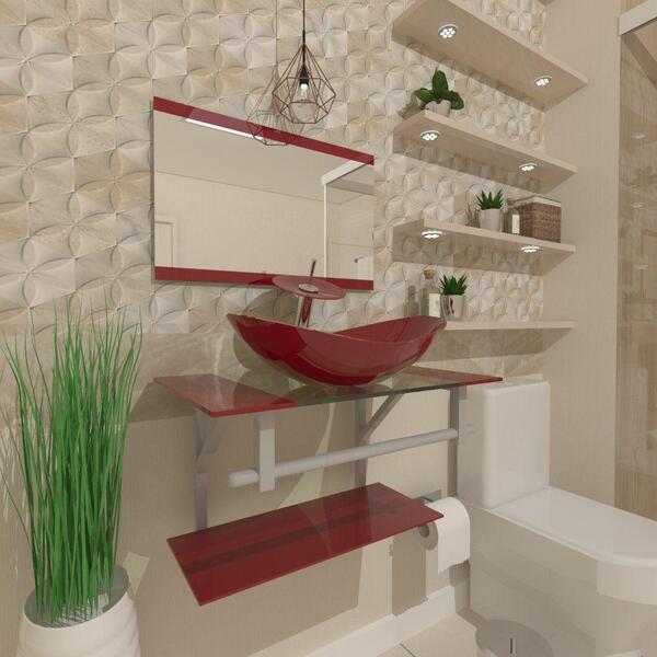 Gabinete De Vidro 90cm Ac Cuba Oval Vermelho Cereja