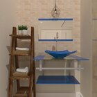 Gabinete De Vidro 90cm Ac Cuba Quadrada Azul