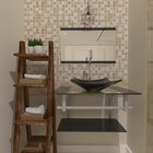 Gabinete De Vidro 90cm Ac Cuba Quadrada Preto