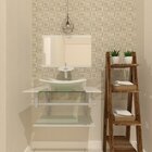 Gabinete De Vidro 90cm Ac Cuba Retangular Branco