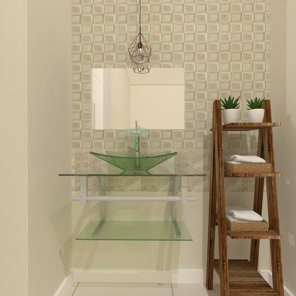 Gabinete De Vidro 90cm Ac Cuba Retangular Incolor