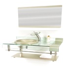 Gabinete De Vidro 90cm Curvado Duplo Inox Com Cuba Chapéu - C