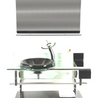 Gabinete De Vidro 90cm Curvado Duplo Inox Com Cuba Chapéu - G