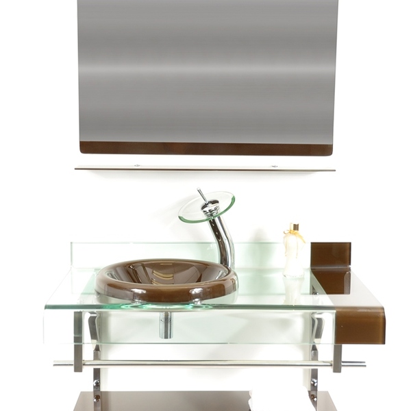 Gabinete De Vidro 90cm Curvado Duplo Inox Com Cuba Chapéu - M