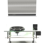 Gabinete De Vidro 90cm Curvado Duplo Inox Com Cuba Chapéu - P