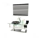 Gabinete De Vidro 90cm Curvado Duplo Inox Com Cuba Chapéu - P