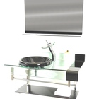 Gabinete De Vidro 90cm Curvado Duplo Inox Com Cuba Chapéu - P