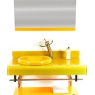 Gabinete De Vidro 90cm Full Curvado Duplo Inox - Amarelo