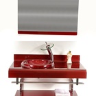 Gabinete De Vidro 90cm Full Curvado Duplo Inox Com Torneira C