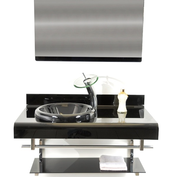 Gabinete De Vidro 90cm Full Curvado Duplo Inox Com Torneira C