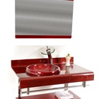 Gabinete De Vidro 90cm Full Curvado Duplo Inox - Vermelho Cer