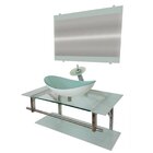 Gabinete De Vidro 90cm Inox Com Cuba Oval Branco